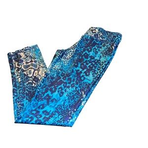 High Energie Athletic Leggings Women’s Size Medium Blue & White Snakeskin Print
